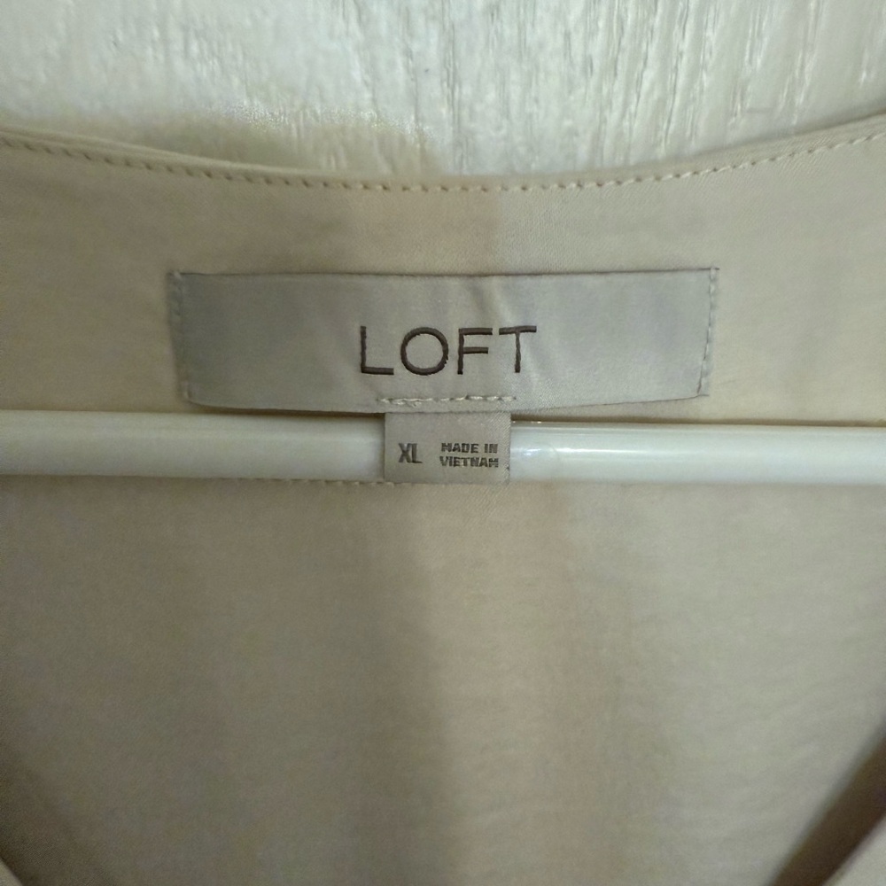 LOFT Women's Soft Cream V-Neck Blouse - Picture 2 of 3